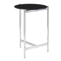 Lumisource TB-CHLOE BK Chloe Contemporary Side Table in Chrome with Black Glass